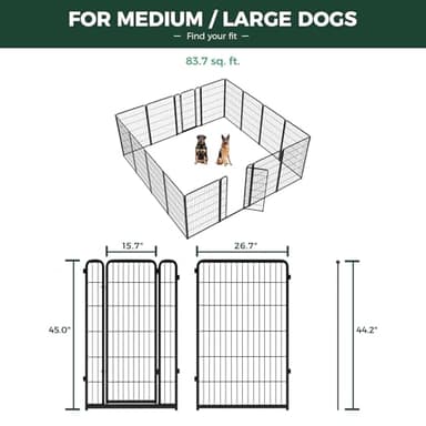 FXW Homeplus Unleashed Indoor Dog Playpen - Stress-Free and Safe Play, Heavy Duty 45 Inch 16 Panels Dog Pen for Large Dogs, Black│Patented - Image 2