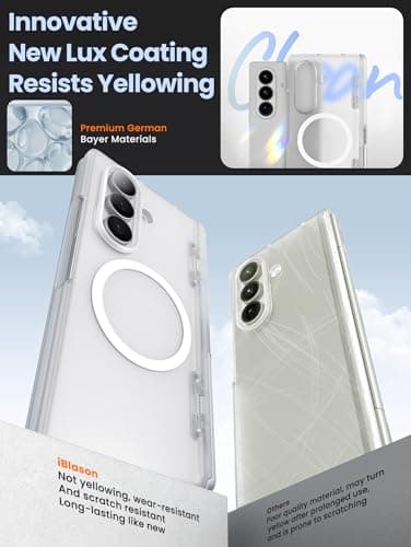 i-Blason for Samsung Galaxy Z Fold 7 Case with Stand [9H+ Tempered Glass Screen Protector] [Compatible with MagSafe] [Hinge Protection & Kickstand] Full-Body Protective Case for Z Fold 7 (Frost Clear) - Image 7