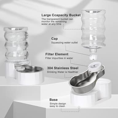 RIZZARI Large Gravity Water Dispenser: 8L Automatic Dog Water Feeder with Stainless Steel Bowl for 20-35 LB Senior Pets with Spinal Problems - for Kitchen Living Room - Image 5