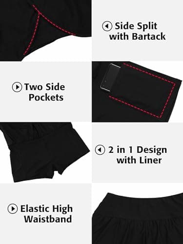 ATTRACO Women Beach Shorts Swim Shorts High Waisted Swim Bottom Bikini Short Women Black L - Image 5