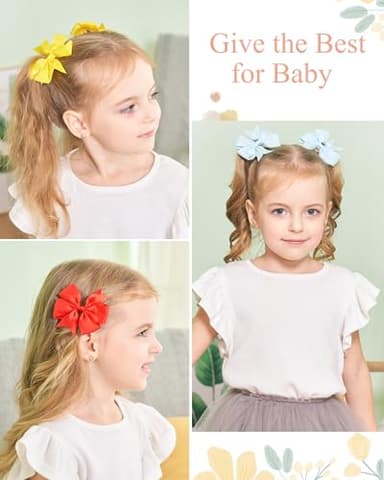Choicbaby 60pcs 3 Inches Boutique Grosgrain Ribbon Pinwheel Hair Bows for Baby Girls, Toddler Bows Hair Clip Birthday Gifts In Pair - Image 6