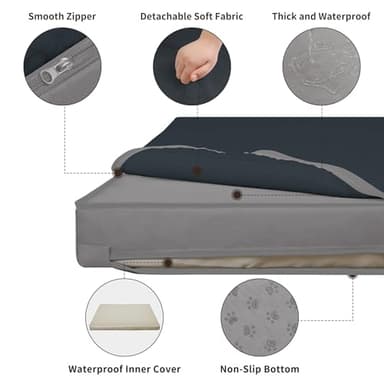 Easy-Going Dog Bed for Small Dogs, Egg Crate Foam Dog Bed with Removable Washable Cover and Non-Slip Bottom, Waterproof and Machine Washable Pet Bed Cover (20x15x3 in, Dark Blue) - Image 3