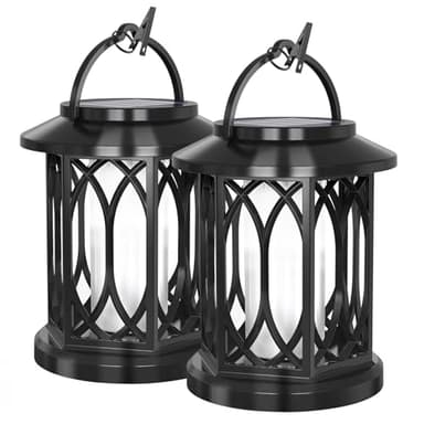 Yuyotrre Solar Lanterns - Waterproof, Flickering Flame Outdoor Lanterns for Yard, Porch, Path, Balcony, Patio Decor - 2 Pack - Image 8
