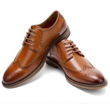 Temeshu Men's Dress Shoes Casual Oxford Shoes Business Formal Shoes DS09 Brown 13 - Image 3