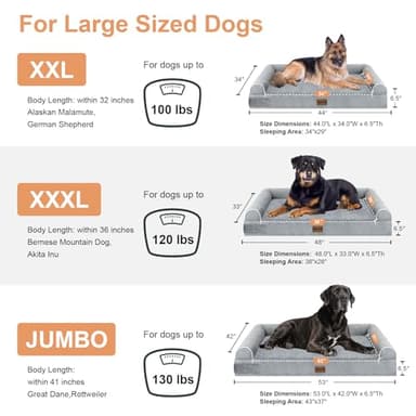 Large Dog Bed Orthopedic Washable: Beds Bolster XL Bed Large Big Dogs Memory Foam Couch Sofa Waterproof with Removable Cover - Navy Blue - Image 6