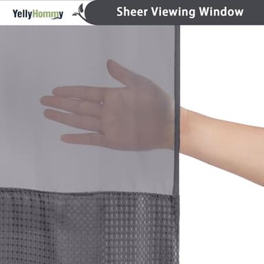 YellyHommy No Hook Shower Curtain with Snap in Liner Set Less Time Dark Grey Waffle Shower Curtain for Bathroom 75" L x 72" W - Image 5