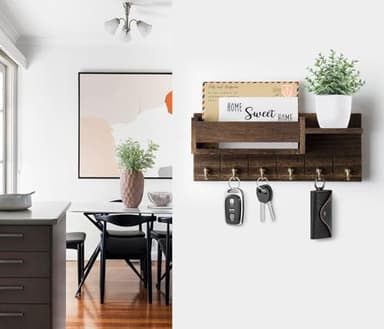 RelaxScene Key Holder Wall Mount - Decorative Key Rack and Mail Organizer with 6 Key Hooks - Wooden Key Hanger with Shelf for Living Room Decor - Rustic Farmhouse Home Entryway Aesthetic Essentials - Image 3