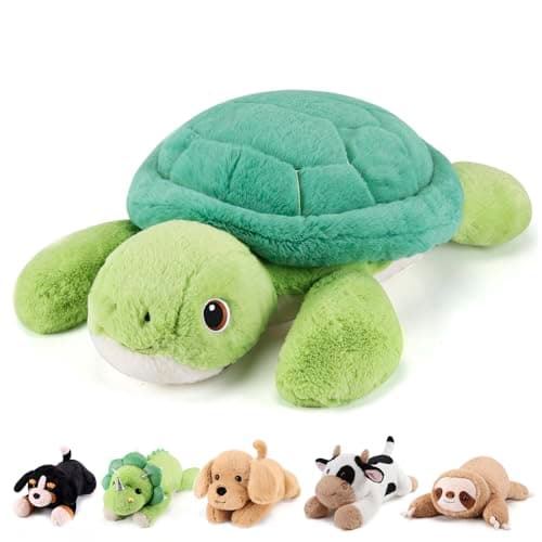 gnomantic Turtle Weighted Stuffed Animals - 22 Inch 4.5 Pounds Weighted Plushies Sea Turtle Stuffed Animal - Big Tortoise Plush Pillow - Cute Plush Toys Gifts for Kids & Adults (22" 4.5 lbs) - Image 1