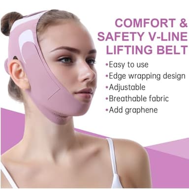 Graphene V-Line Mask Chin Up Mask V Shaped Face Mask Chin strap for sleeping,Jawline Shaper,Lilac,Small - Image 3