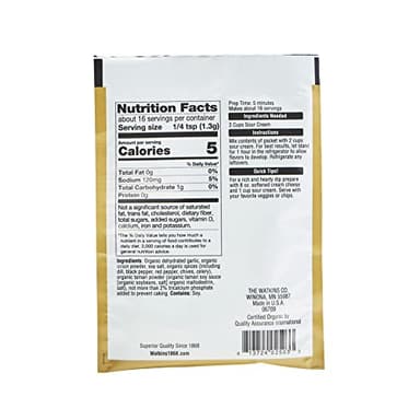 Watkins Organic Gourmet Dip Mix, Garlic & Dill, 0.74 oz. Packets, 12-Pack - Image 3