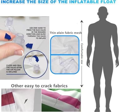 JUXIAO 5 Pack Upgrated XL Water Pool Floats, 4-in-1 (Hammock, Saddle, Lounge Chair, Drifter) Multi-Purpose Water Pool Float, Non-Stick PVC Material - Image 3