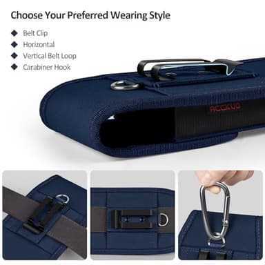 ACCKUO Phone Holster for Belt with Metal Clip and Magnetic Closure Compatible with iPhone 16/15/14/13/12 Pro and Non-Pro, Galaxy S25 S24 S23 S22 for Everyday Protection, M-Blue - Image 4
