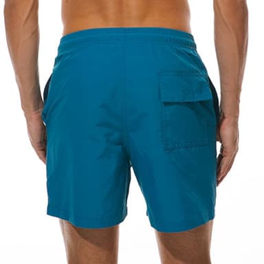 SILKWORLD Men's Swimming Surf Beach Shorts Mesh Liner(Large, Peacock Blue) - Image 2