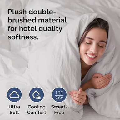 Duvet Cover Twin/Twin XL Size Set - Extra Soft Duvet Cover 68 x 90 with 1 Pillow Sham - Hotel Luxury, Easy Care and Fade Free w/Zipper Closures & Ties - Comfy, Breathable Bedding Set (French Grey) - Image 3