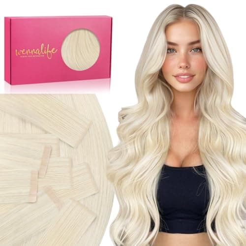 WENNALIFE Invisi Edge & Classic Tape in Hair Extensions Human Hair, 18 Inch 50g 20pcs(10pcs Invisi Edge & 10pcs Classic) Platinum Blonde Invisible Luxury Remy Hair Natural Seamless Injected Tape Ins - Image 1