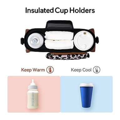 Momcozy Universal Stroller Organizer with Insulated Cup Holder Detachable Phone Bag & Shoulder Strap, Fits for Stroller like Uppababy, Baby Jogger, Britax, BOB, Umbrella and Pet Stroller - Image 6