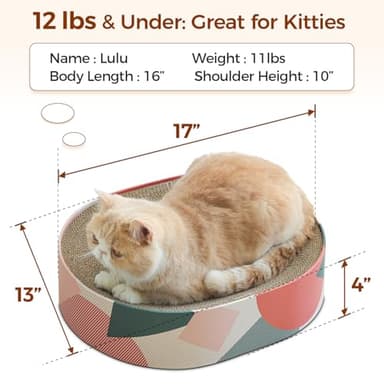 ComSaf Cat Scratcher Cardboard Bed Lounge Couch for Indoor Cats Oval Shape 17"x13", Kitty Cat Scratching Pad Recycle Corrugate Scratcher Long Lasting Furniture - Image 2