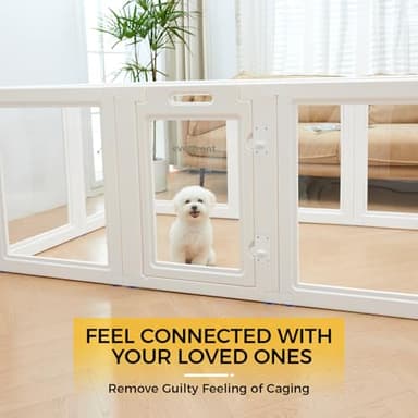 Everfront Clear Acrylic Plastic Dog Playpen Indoor,for Puppy Cat Rabbit Ferret Transparent Pet Pen,Easy Assemble Whelping Crate Kennel Cage Enclosure for Small & Medium Dogs (30.3" Height, 10PCS) - Image 2