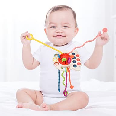 Tiyol Montessori Toys, Silicone Pull String Activitys, Developmental Pulling Baby Sensory Toy, Car Seat Airplane Travel Toddler Boy &Girl Infant Birthday Gifts - Image 4