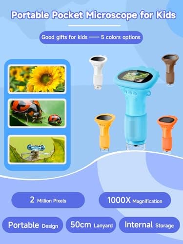 Acoath Microscope for Kids, 1000X Handheld Digital Miniscope with 2.0" Screen, Portable Pocket Microscope Education Toys Gifts for Age 3 4 5 6 7 8 9 10 Girls Boys - Image 8