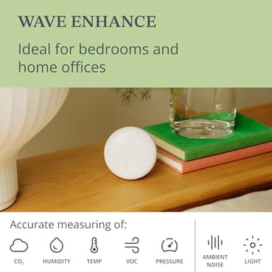 Airthings 322 Wave Enhance -Indoor Air Quality Monitor for CO2, VOC, Humidity, Temp, Pressure plus Noise & Light Sensors - Monitors Conditions for Sleep in Bedrooms & for Concentration in Home Offices - Image 3