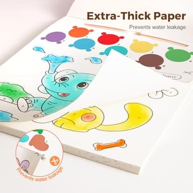 Jar Melo Paint with Water Books for Toddlers, Mess Free Watercolor Painting Activity for Kids Ages 1-3, 2-4, 4-6, Art Craft Coloring Gift with Brush, Airplane Travel Activities for Toddlers, Animals - Image 2
