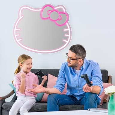 Hello Kit Neon Sign,16 * 14 Inch Led Lights Signs for Wall Decor, Adjustable Brightness Night Light Room Decor for Girl Bedroom Birthday Halloween Christmas Gift - Image 3