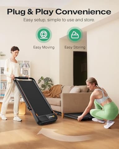 UREVO Smart 2-in-1 Folding Treadmill, Compact Walking Pad with Safety Handle, Plug and Play, Dual LED Display, Workout APP, Walking or Running for Home Office, Remote Included - Image 9