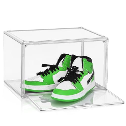 DAYOOH Acrylic Sneaker Shoe Display Case Transparent Shoe Box Storage Bins Clear Plastic Stackable Boot Handbag Organizer Containers with Lids, 1Pack Size 14 - Image 1