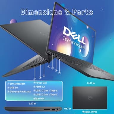 Dell Inspiron 15 3535 Touchscreen Laptop Computer - AMD Ryzen 7 7730U, 128GB RAM, 46TB SSD, 15.6'' FHD Anti-Glare Display, Win 11 Pro, Wi-Fi 6, Ai Copilot, for Business & Student, w/Accessories - Image 8