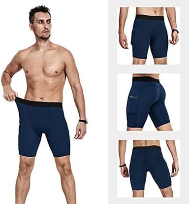 Niksa Compression Shorts Men 2/3 Pack, Compression Underwear for Men Athletic Shorts, Running Workout Fitness Shorts - Image 3