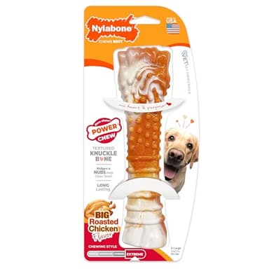 Nylabone Limited Edition 70th Birthday Textured Bone Power Chew Toy for Dogs, Durable & Tough Dog Toys for Aggressive Chewers, Roasted Chicken Flavor, X-Large Dogs - 50+ lbs (1 Count) - Image 9