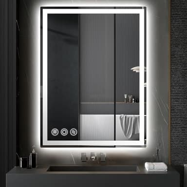 LED Bathroom Mirror 24"x 32" with Stepless Dimmable Wall Mirrors with Anti-Fog, Dimmable CRI>90, Vanity Mirror with 3 Color Modes, Shatter-Proof, Memory Bathroom Mirror with LED Lights - Image 9