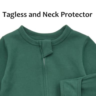 Aablexema Baby Footie Pajama with Mitten Cuffs, Double Zipper Infant Cotton clothes Sleeper Pjs, Footed Sleep Play(White & Green & Khaki,0-3 Months) - Image 3