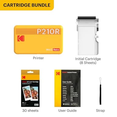 Kodak Mini 2 Retro 4PASS Portable Photo Printer, 2.1x3.4 inches, 38 Sheets Bundle, White - Image 3