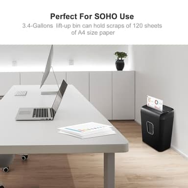 Bonsaii 6-Sheet Micro-Cut Paper Shredder, P-4 High-Security for Home & Small Office Use, Shreds Credit Cards/Staples/Clips, 3.4 Gallons Transparent Window Wastebasket, Black (C234-A) - Image 8
