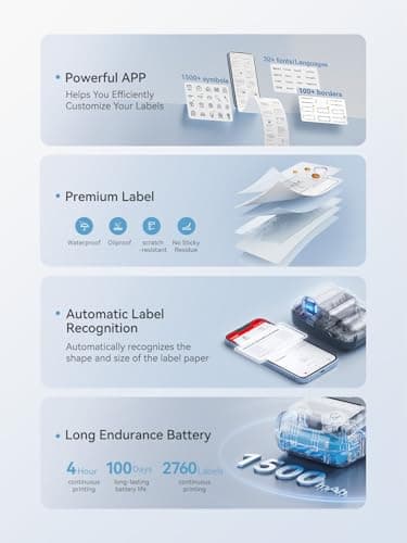 NIIMBOT B1 Label Maker Machine with Tape, 2 Inch Portable Label Printer, Bluetooth Thermal Label Printer with Multiple Templates for Small Business,Office,Home,School (Blue, 1 Printer+1 Roll Label) - Image 8