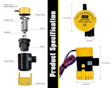 6699 Submersible Boat Bilge Pump 12V DC with 3.3ft Power Cord 11000 GPH High Flow for Marine Yacht Kayak Canoe and Small Boats Efficient Water Removal System with Durable Design and Easy Installation - Image 6