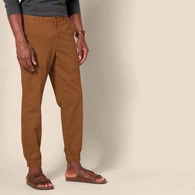 Amazon Essentials Men's Straight-Fit Chino Jogger Pant, Dark Khaki Brown, Medium - Image 2