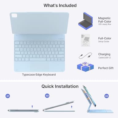 typecase Keyboard Case for iPad Air 13(M3 2025 / M2 2024) and iPad Pro 12.9 (6th, 5th, 4th,3rd Gen),Magic Keyboard, Magnetic Keyboard Case with Multi-Touch Trackpad,11 Colors Backlight,Light Blue - Image 8