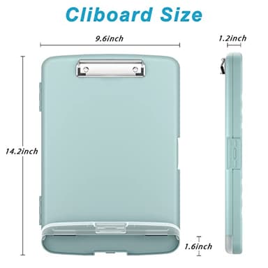 Rimilak Plastic Clipboard with Storage, 8.5 x 11 High Capacity Folio Nursing Case with Pen Holder, Size 14.2 x 9.6 x 1.2″ Folder Side-Opening for Classroom, Teacher, Smooth Writing, Dark Green - Image 2