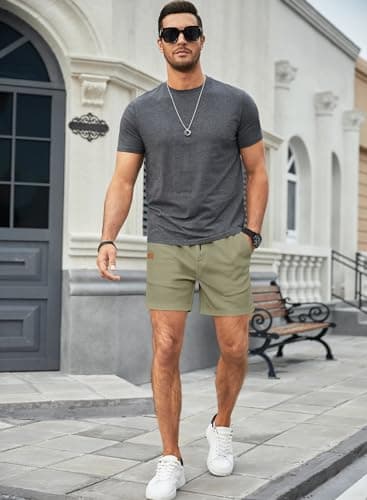 JMIERR Mens Sweat Shorts Summer Fashion Casual Elastic Waist Drawstring Waffle Sports Training Shorts with Pockets 5 Inch Inseam, 3XL, Green - Image 8