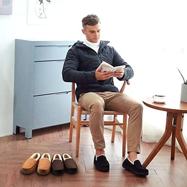 Lulex Moccasins for Men House Slippers Indoor Outdoor Plush Mens Bedroom Shoes with Hard Sole - Image 4