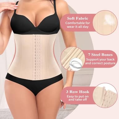Werena Waist Trainer for Women Corset Shapewear Tummy Control Slimming Body Shaper Girdle Waist Cincher Postpartum Belly Band(B# Beige(Height: 11"), X-Large) - Image 4