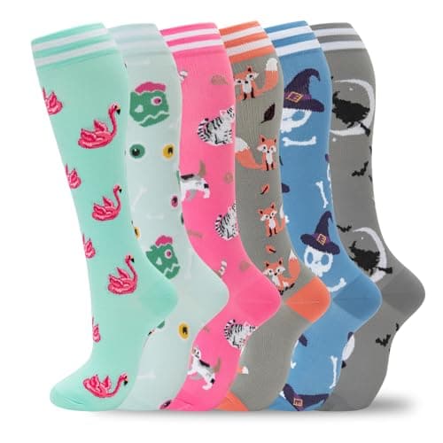 fenglaoda Compression Socks Women Men 6 Pairs, Knee High Best Support Circulation Socks for Running, Travel, Flight, Nurse - Image 1