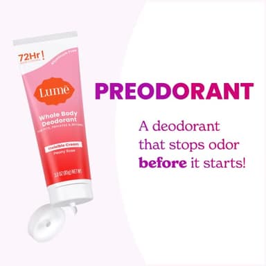 Lume Whole Body Deodorant - Invisible Cream Tube - 72 Hour Odor Control - Aluminum Free, Baking Soda Free, Skin Safe - 3.0 ounce (Peony Rose) - Image 2