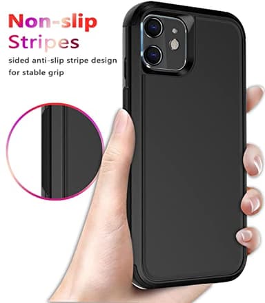 Diverbox for iPhone 11 Case [Shockproof] [Dropproof] [Tempered Glass Screen Protector],Heavy Duty Protection Phone Case Cover for Apple iPhone 11 (Black-3in1) - Image 5