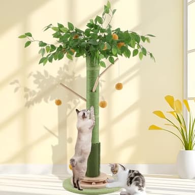 Sheripet Cat Scratching Post for Indoor Cats Adults, 45 Inch Tall Cat Scratcher with Sisal Rope, Large Cats Scratching Posts with Hanging Ball for Kittens and Medium Large Cats - Image 1