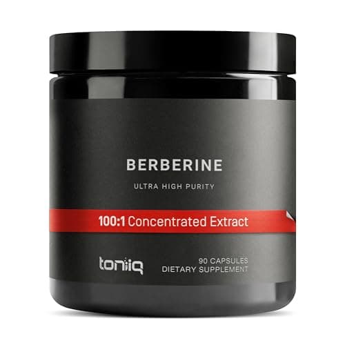 Toniiq Ultra High Strength Berberine HCl from The Himalayas - 100:1 Concentrated Extract - Lab-Tested 97% Berberine HCl - 90 Vegetarian Capsules, 500 mg per Capsule - Image 1