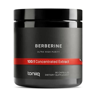 Toniiq Ultra High Strength Berberine HCl from The Himalayas - 100:1 Concentrated Extract - Lab-Tested 97% Berberine HCl - 90 Vegetarian Capsules, 500 mg per Capsule - Image 1